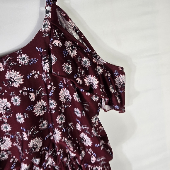 Maurices Burgundy Floral Off-Shoulder Dress - Picture 4 of 10